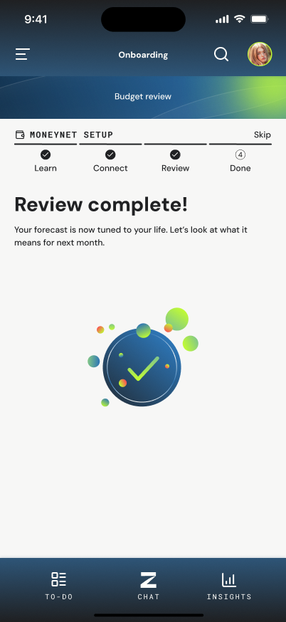 MoneyNet setup: review complete